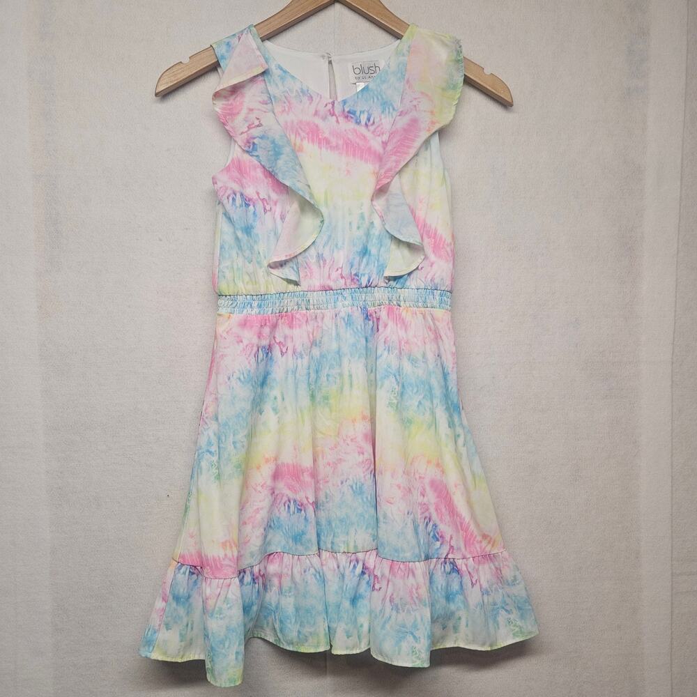 Blush by Us Angels colorful tie-dye fit and flare dress for girls size 8